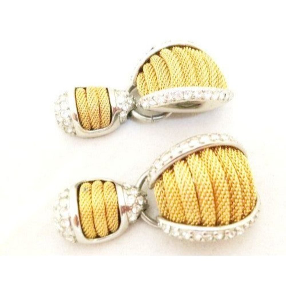 R Vintage Jewelry Door Knocker Golden Silver Clip on Earrings